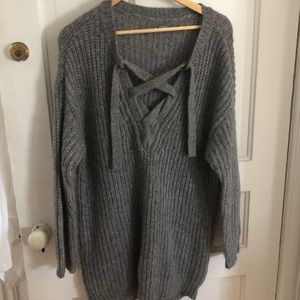 Aerie lace up front sweater